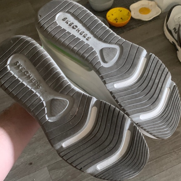 White and Neon Green Skechers Sneakers - Picture 4 of 5